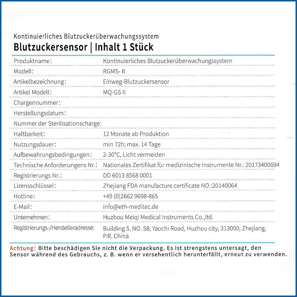 Suga Sense Blutzuckersensor Inhaltsangaben - blutzucker messen, blutzuckersensor, blutzucker sensor, blutzuckerwerte, zuckerüberwachung, gesunde leben, diabeteshilfe, gesundheit, medizinische hilfsmittel, smart health, kontinuierliche messung, blutzucker app, zuckerwerte, individuell anpassen, eth meditec, sinocare, suga sense, selbsttests, gesundheitstests, blutzucker