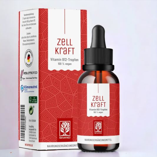 Naturtreu Zellkraft, Vitamin B12 Tropfen hochdosiert, 50ml Weißes Hintergrundbild: "Hochdosierter Vitamin B12 Tropfen Zellkraft von Naturtreu, natürliche Nahrungsergänzung für die Gesundheit"