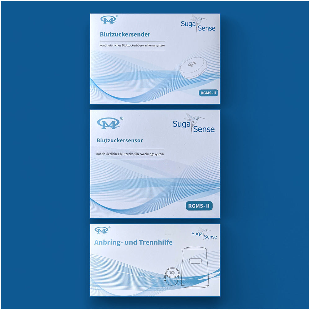 Optimale Blutzuckerüberwachung ohne Nadel -  Blutzuckermessung, Sparpaket, Monatspack, Monat-Komplettpaket, Suga Sense, Innovation, Diabetes, Gesundheit, Präzisionsmessung, Alltagsintegration, Kontrolle, Technologie, Lebensstil