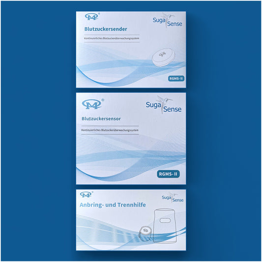 Optimale Blutzuckerüberwachung ohne Nadel -  Blutzuckermessung, Sparpaket, Monatspack, Monat-Komplettpaket, Suga Sense, Innovation, Diabetes, Gesundheit, Präzisionsmessung, Alltagsintegration, Kontrolle, Technologie, Lebensstil
