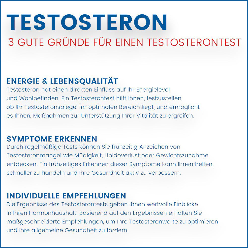 Testosteron Test für zuhause zur Bestimmung des Testosteronspiegels und Verbesserung des Wohlbefindens. - Testosteron, Testosteron Test, Testosteron messen, Testosteronmangel, Hormone, Gesundheit, Vitalität, Selbsttest für zuhause, ETH Meditec, blue balance, Lebensqualität, Wohlbefinden, Gesundheitsüberwachung, Energie, Libido